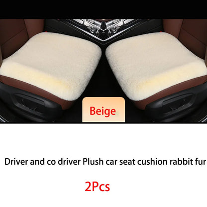 Winter Plush Rabbit Fur Car non-slip Seat Cushion Warmth Thickened Wool One Piece Square Cushion for Main Driver or Co-pilot
