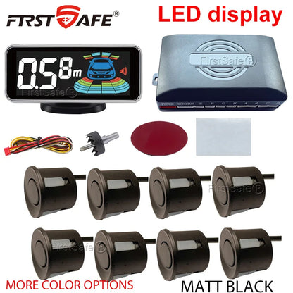 Backlight Multi Language Voice Broadcast LED Parking Display Reverse Radar Detector 4 Probes Universal Auto Safety Auxiliary Kit