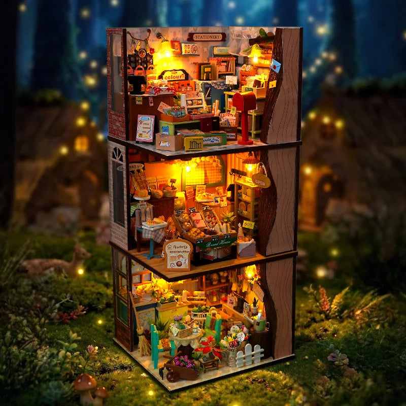 New Diy Doll Miniature House Kit Wooden Casa Dollhouse Furniture Light Home Handmade Assembly Miniature Toys Birthday Gifts