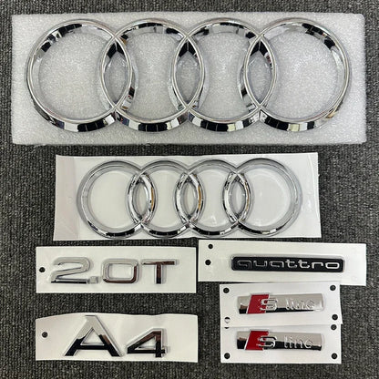 The new ABS letter 3D sticker Quattro Sline 2.0T is suitable for the modification of Audi A4 2008-2017 glossy black suitcase.