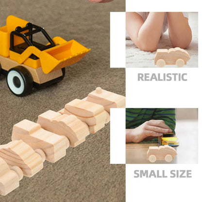 12Pcs DIY Wooden Cars Blank Graffiti Craft Kit Kids Creative Painting Activity Natural Wood Unfinished Car Models Hand Eye