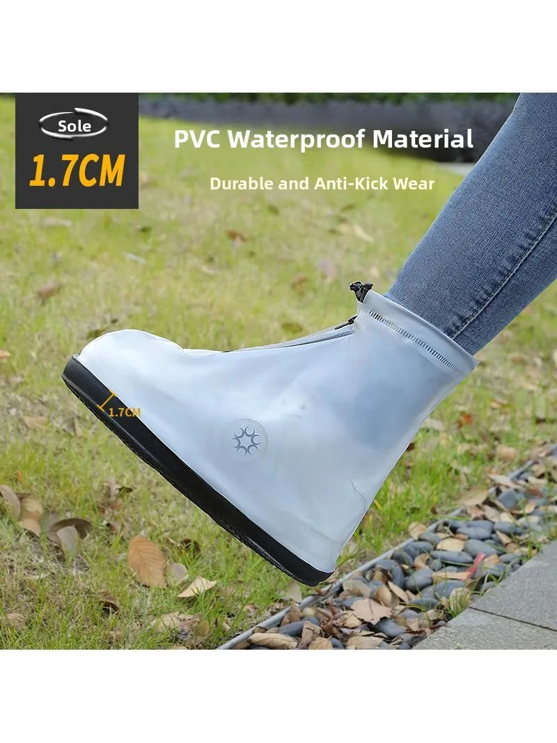Thickened PVC Shoe Covers Mid-Calf Waterproof Anti-Slip Wear-Resistant Snowproof Unisex Shoe Covers Shoe Horn Home Essentials