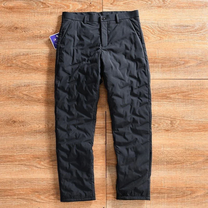 Thickened Duck down Men's Casual Straight Leg down Pants Winter Business Leisure Youth Popular Long Pants Polyester Fiber