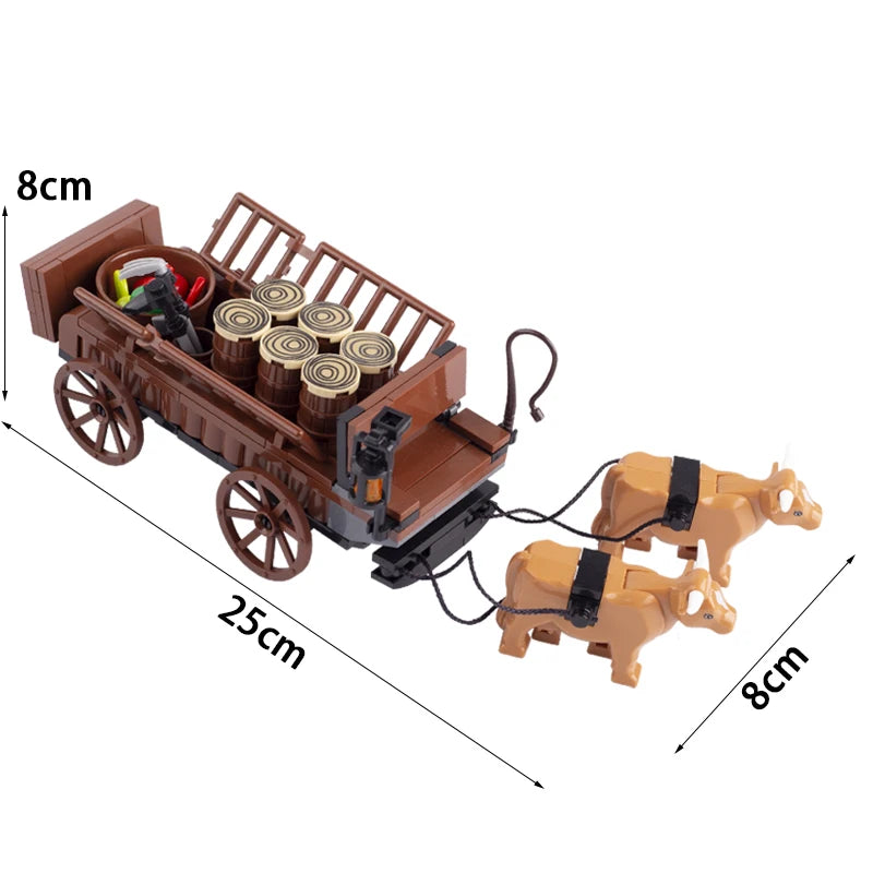 MOC Medieval Military Carriage Carriage Chariot Knight Transport Carriage Weapons Figures Vegetable Wood Bricks Children's Toys