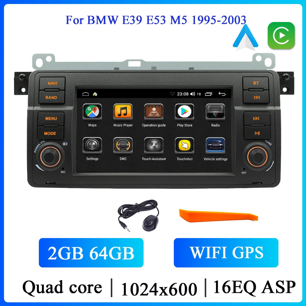 BQCC 7 Inch Android 13 Quad/Octa Core Carplay car Radio WIFI GPS 4G car stereo Navigation player MirrorlinkFor Bmw E46 1998-2006