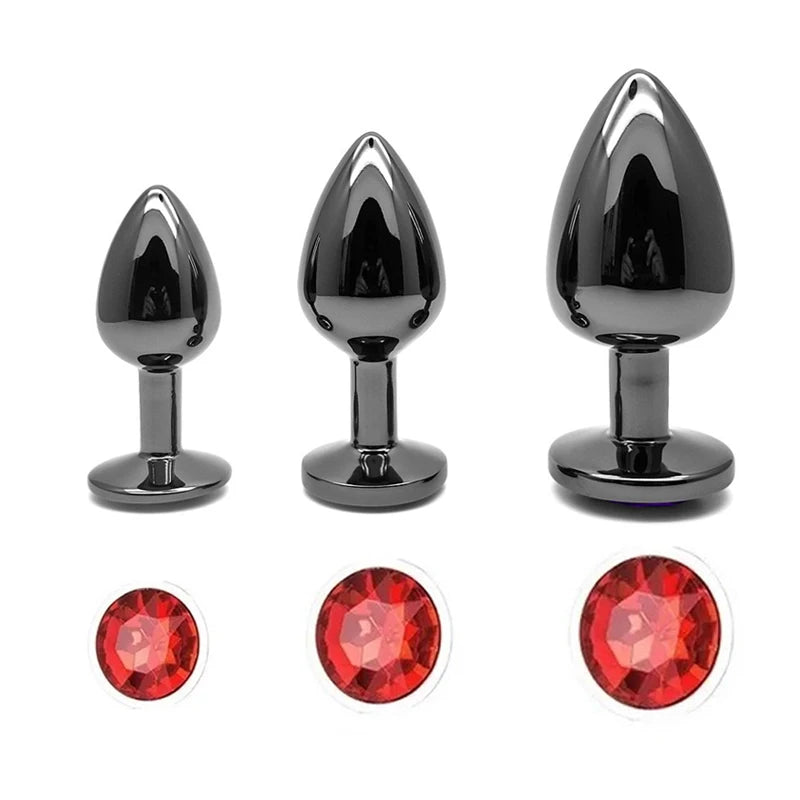 Rose Gold Rainbow Metal Anal Beads Butt Plug Set Colorful Crystal Mini Small Medium Large Anal Plug Jewelry Sex Toy Insert
