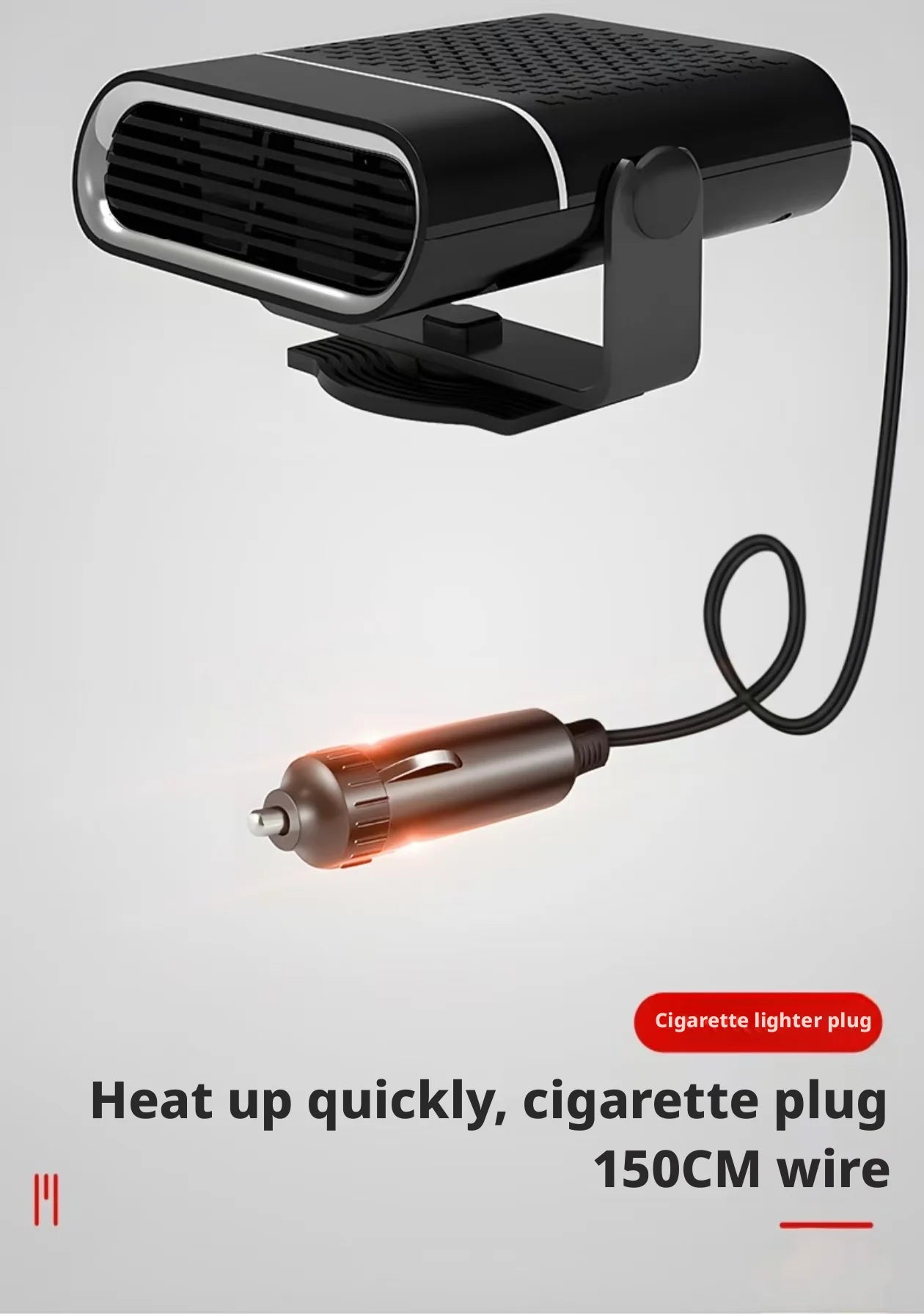 Portable Car Heater with Fast Heating Defrost & Defog Functions | 12V/24V Compatible | Fixed Air Outlet 360° Adjustable Angle