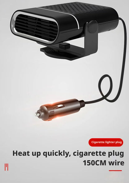 Portable Car Heater with Fast Heating Defrost & Defog Functions | 12V/24V Compatible | Fixed Air Outlet 360° Adjustable Angle