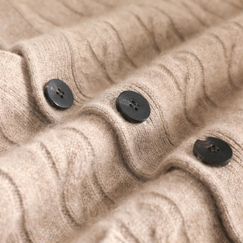 A-Class 100% Pure Cashmere Vest Men's V-Neck Knitted Cardigan Autumn Winter New Twist Flower Business Shoulder Men's Clothing