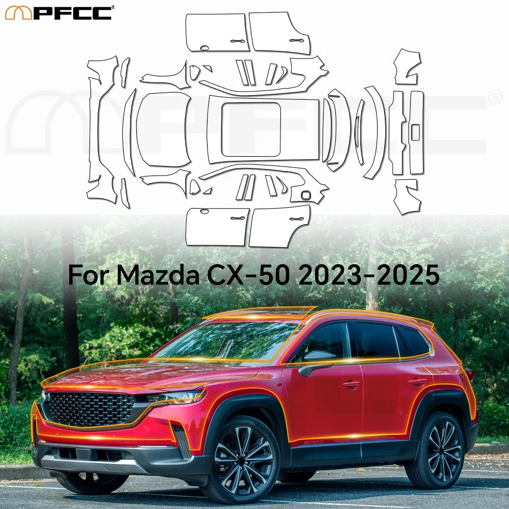For MAZDA CX-50 2025 Clear Vinyl Wrap TPU PPF 8.5Mil Pre-Cut Paint Protection Film Full Vehicle Kit Anti-Scratch Self Adhesive