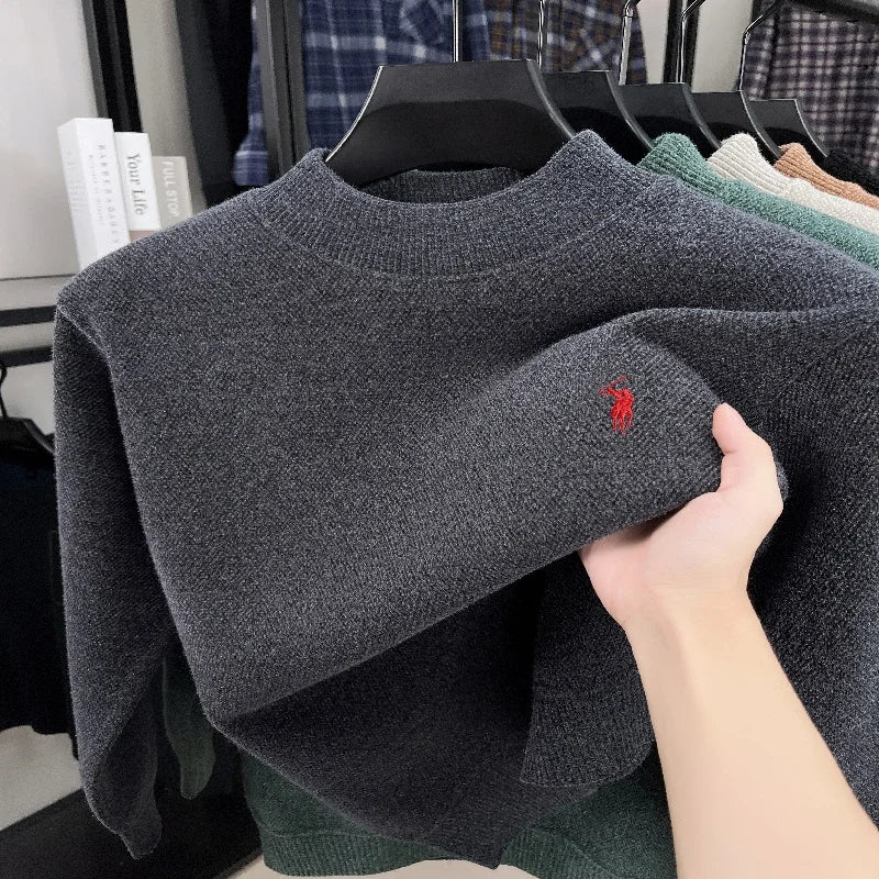 High Quality Brand Fashionable Men's Classic Pony Embroidery Knitted Sweater Hot Selling Autumn Winter New Comfortable Pullover
