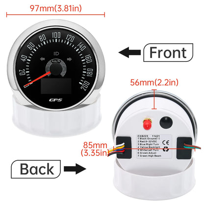 85MM Digital GPS Speedometer 0-160MPH 0-200KMH Speed Meter With GPS Antenna For Car Marine Boat 7 Color Backlight Speed Gauge