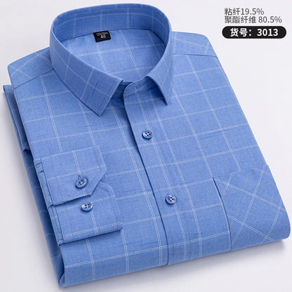 High Quality Men's Shirts Spring Autumn Long Sleeve Wrinkle Resistant Non Ironing Stripe Man Clothing  Big Size 5XL 6XL 7XL