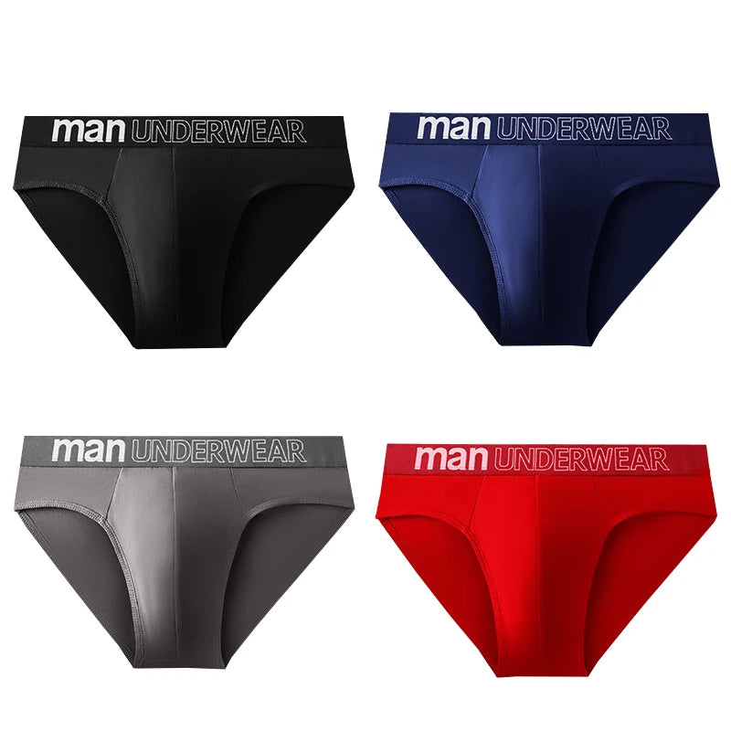 4pcs Men's Sexy Briefs Student Fashion Underwear Men's Panties Breathable Elastic Large Size Male Underpants Letter waist print