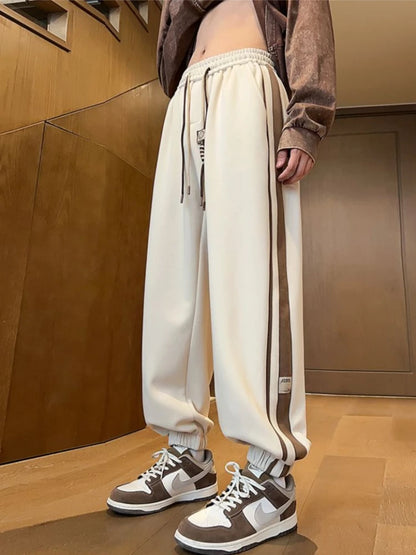 Loose Fit Men's Jogger Pants for Fall Winter Elastic Waistband Drawcord Youth Casual Sports Trousers Urban Style