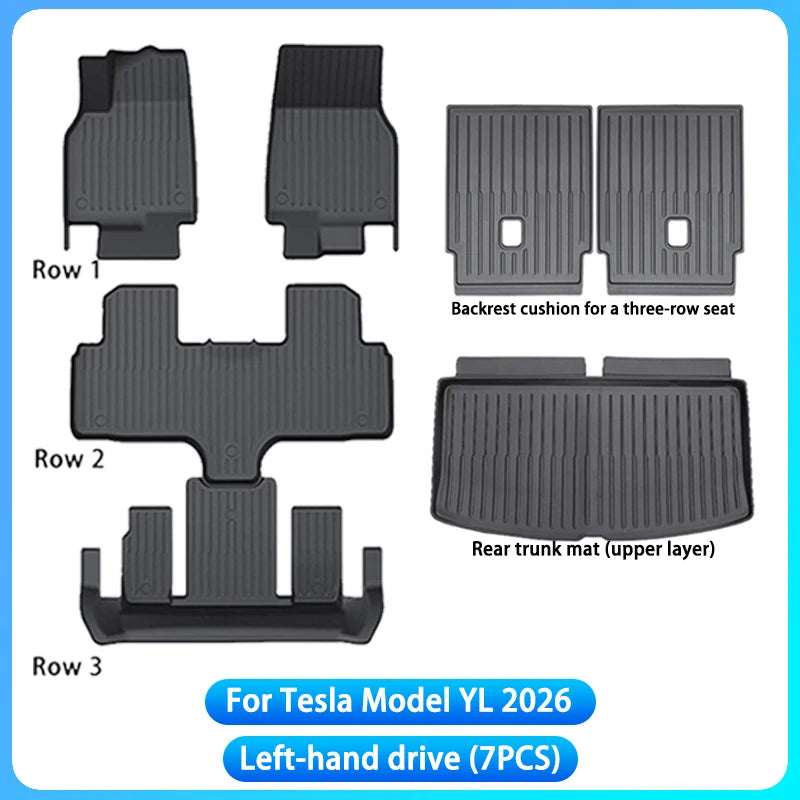 For Tesla New Model YL Launch 2026+ Car Floor Mats Cargo Liner Trunk Mats Backrest Kick Pads Protection Car Interior Accessories