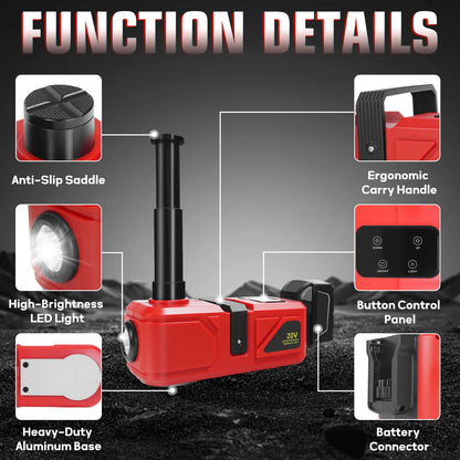 Electric Car Jack 5 Ton Hydraulic Jack Car Lift Floor Jack Change Tires Garage Repair with LED Light for Milwaukee 18V Battery