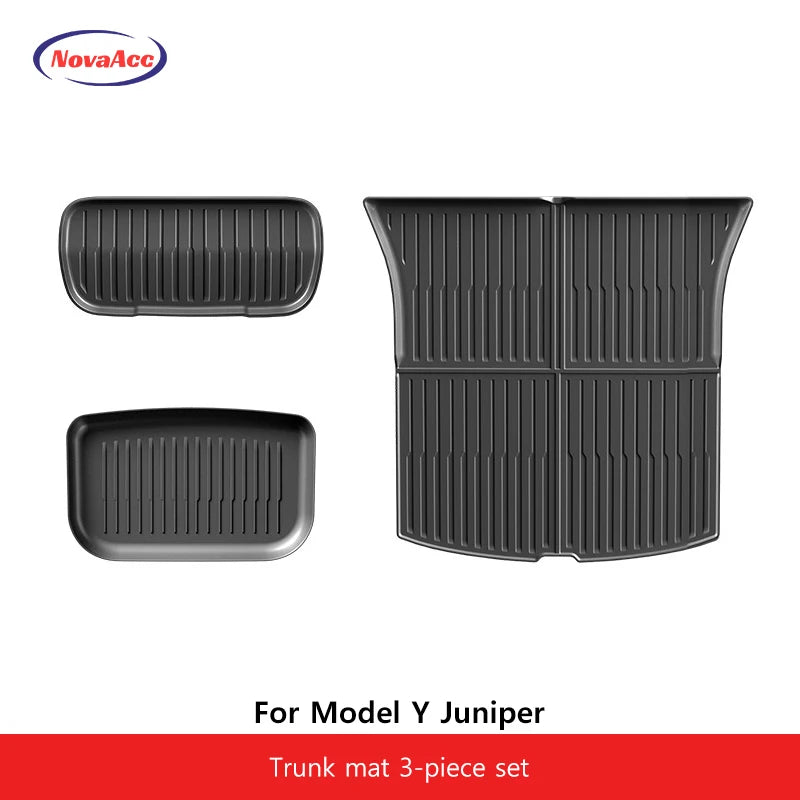 For Tesla Model Y Juniper 2025 2026 Trunk Mat TPE Waterproof Anti-Slip Anti-Scratch Integrated Cargo Liner Car Backrest Pad