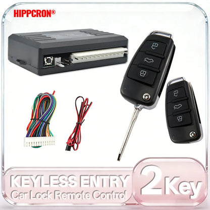 HIPPCRON 12V Car Remote Central Door Lock Keyless System Central Locking Car Alarm Central Kit 433Mhz With 2 Remote Control