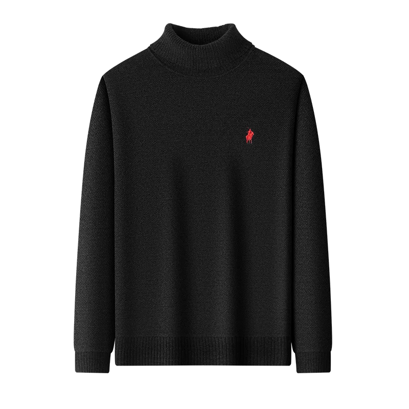 Brand Autumn/Winter New Collection: Lapel High Collar Men's Embroidered Little Horse Logo Fashion Long Sleeve Sweater