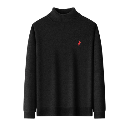 Brand Autumn/Winter New Collection: Lapel High Collar Men's Embroidered Little Horse Logo Fashion Long Sleeve Sweater