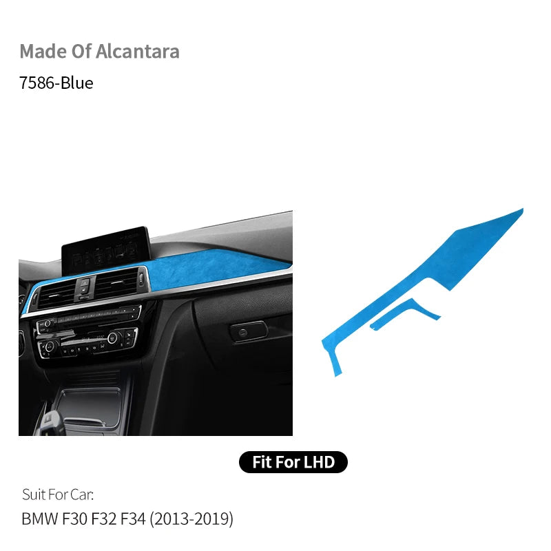 For BMW F30 F32 F34 Center Console Dashboard and Instrument Panel Trim Sticker Car Interior Tuning Accessorie Made of Alcantara