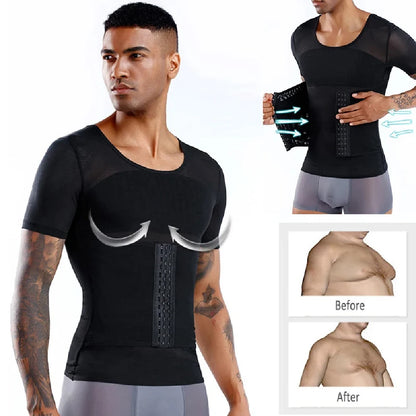 1PCS Mens Tummy Control Body Shaper Vest, Button Adjustable Compression Tank Top, Breathable Invisible Slimming Shapewear