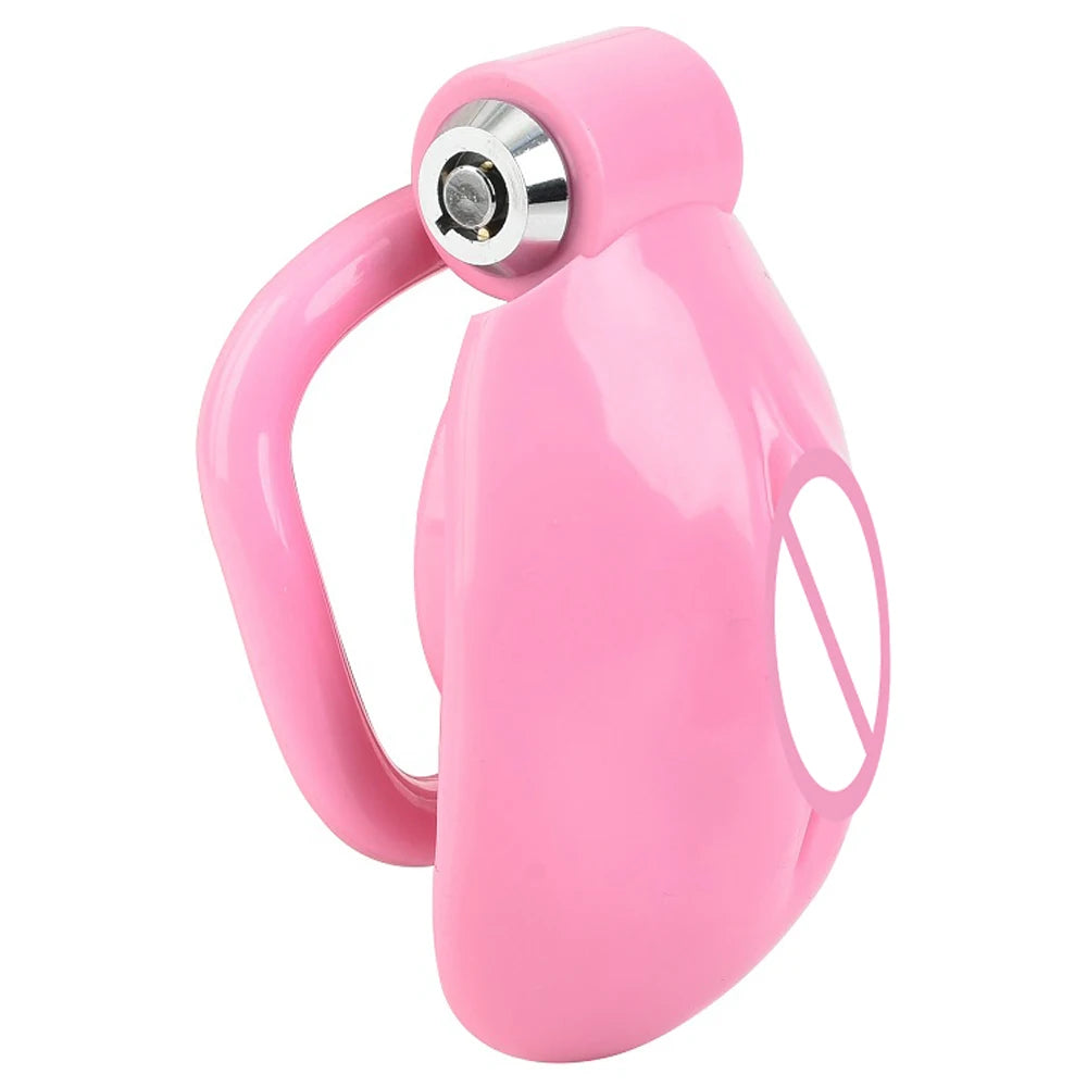 Pink Male Penis Chastity Cage Set Small Chastity Cage With 5 Cock Rings Penis Bondage Slave Man Sex Toy