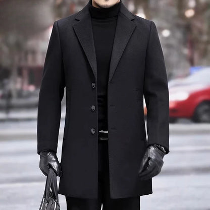 QYLVAWOY Man Jacket Double-faced Woolen New Autumn Winter Jackets Mid-Length Trench Coat Slim-fit Clothes for Man High Quality