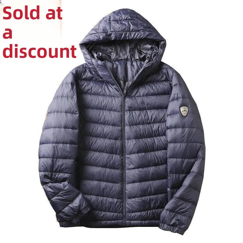 Lightweight Casual Hooded down Jacket Short Pure Color Men's Cotton Coat Warm Stylish Slim Fit Regular Length Spring Season