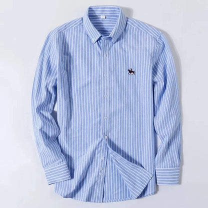 New 100% Cotton Oxford Shirt For Men's Long Sleeve Solid Casual Business Regular-Fit Formal Dress Shirts Social Blouse S-6XL
