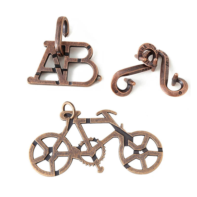Magic Baffling Metal Brain Teaser Puzzle Set 3PCS Disentanglement Educational Toys Adults Kids Funny Gifts Juegos De Ingenio