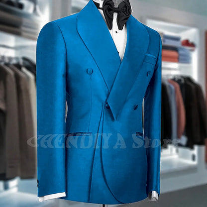 Black Suits For Men Shawl Lapel Formal 1 Piece Jacket Double Breasted Business Casual Groom Wedding Party Custom Made Blazer