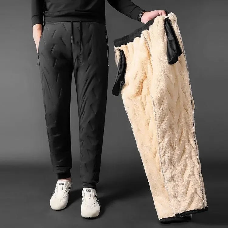 Lamb Velvet Lined Cotton Pants Men's Autumn Winter New Loose Large Size Northeast Cold Proof Warm Trousers