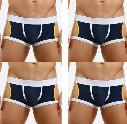 4-Pack SEOBEAN Men's Low-Waist U-Shape Flat Briefs Underwear Trendy Side-Light Design Comfortable Innerwear for Men