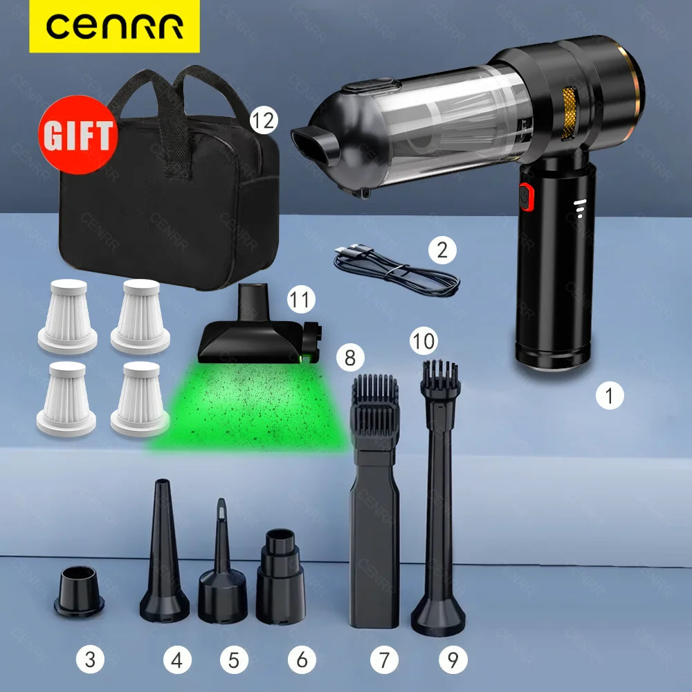 CENRR 998000PA Car Vacuum Cleaner Portable Powerful HandHeld Car Cleaner Dust Display Lamp Strong Suction Air Gun