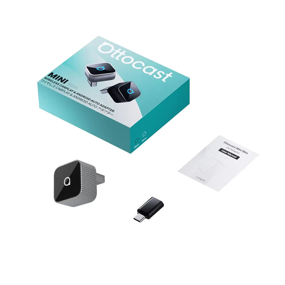 Ottocast 3.0 Mini Slim Wireless CarPlay Adapter Android Auto Dongle Plug Play Bluetooth 5.0 Wifi Auto Connect for 98% of Cars