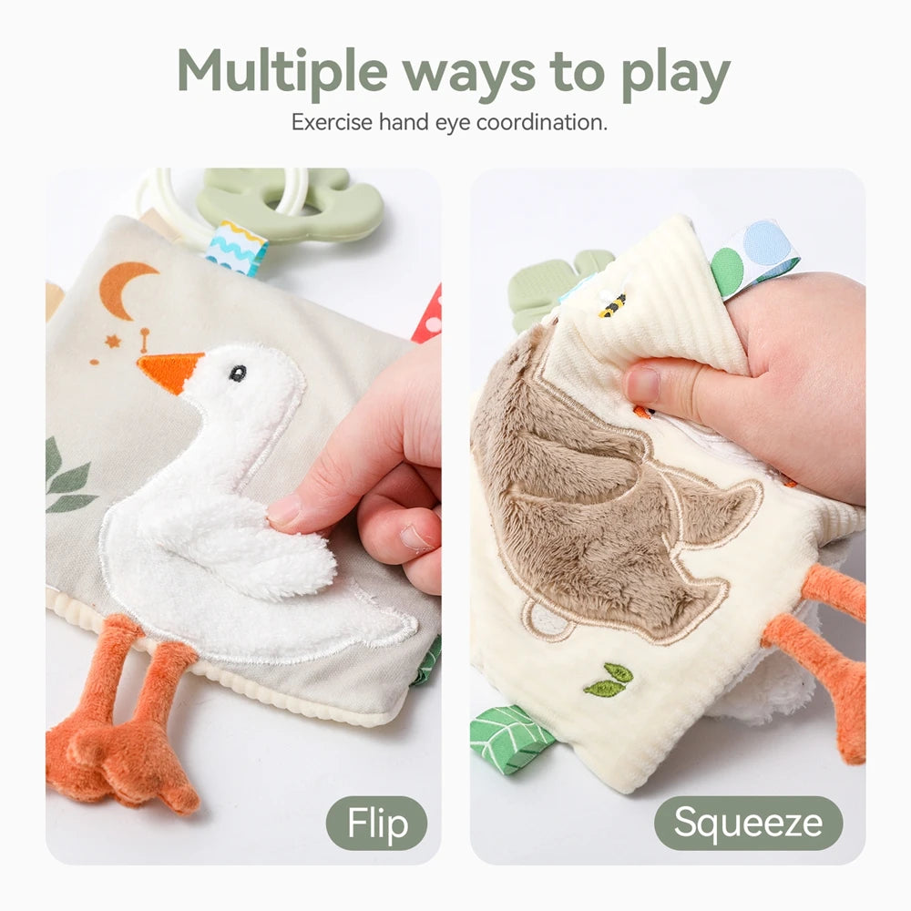 Soft Baby Comfort Blanket with Teether, Sensory Plush Security Toy for Infants, Cute Animal Butterfly/Bear/Elephant Design with