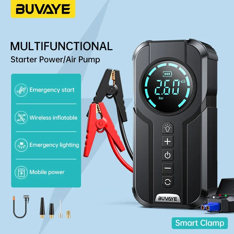 All In One Portable Charger Power Bank  Professional Car Battery Starter - Emergency Car Jump Starter With 150PSI Inflation Pump