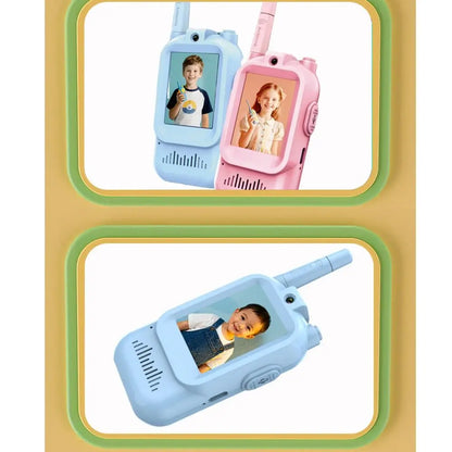 HD Screen Children's Video Intercom Long Range Cartoon Design Video Walkie Talkie 4 Voice Effects with Lanyards