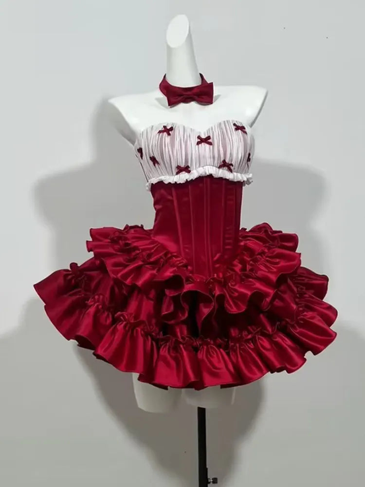 Red Tube Birthday Ready-to-wear Dresses High-end Princess Dress Temperament Celebrity Short Skirt Young Girl Boutique Costume