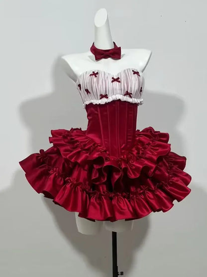 Red Tube Birthday Ready-to-wear Dresses High-end Princess Dress Temperament Celebrity Short Skirt Young Girl Boutique Costume