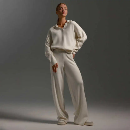 Casual Knitted  Ne Sweater Set Wide Leg Pants Faion Ensemble for Women in Their Late 20s And Early 30s Winter 2024