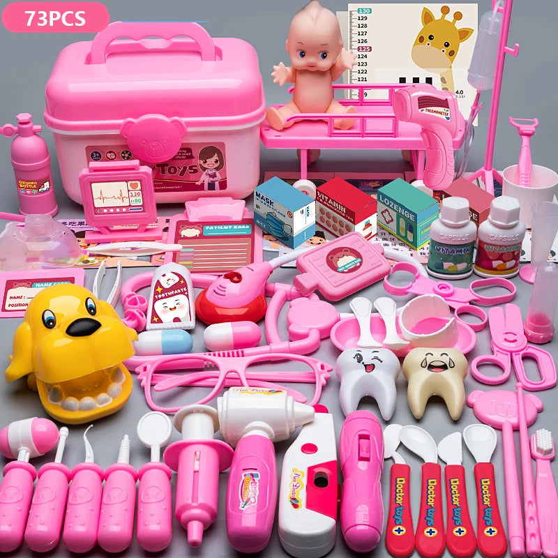 Doctor Toys for Kids Doctor Pretend Play Set Children Medical Dentist Tools Stethoscope Educational Toy Gift for Boy Girl