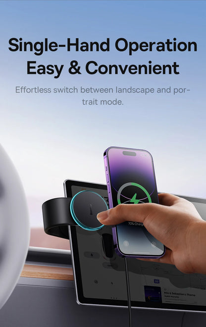 Baseus Magnetic Car Phone Holder 15W Wireless Charger Bendable Car Phone Mount for iPhone 12-17 Stand Dashboard Center Console