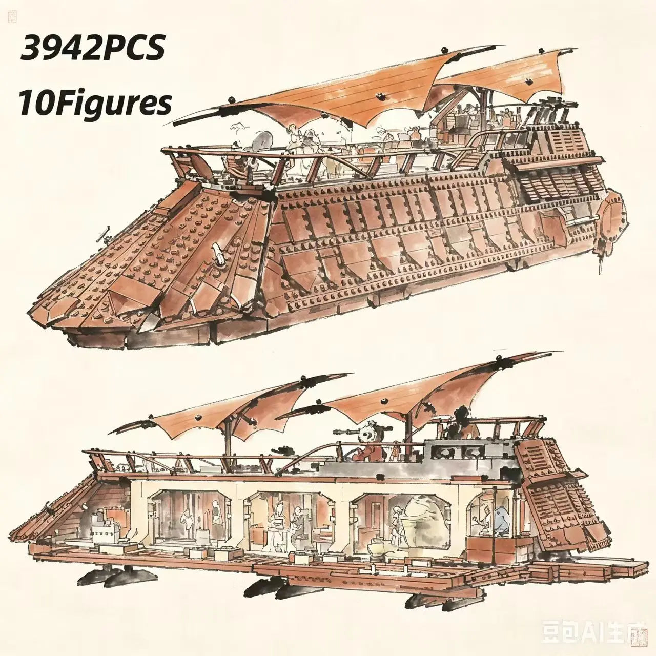 Starry Sky Yacht Sailboat  Building Blocks Sets Compatible with Legoed Particles Suitable for Christmas Gifts 3942pcs