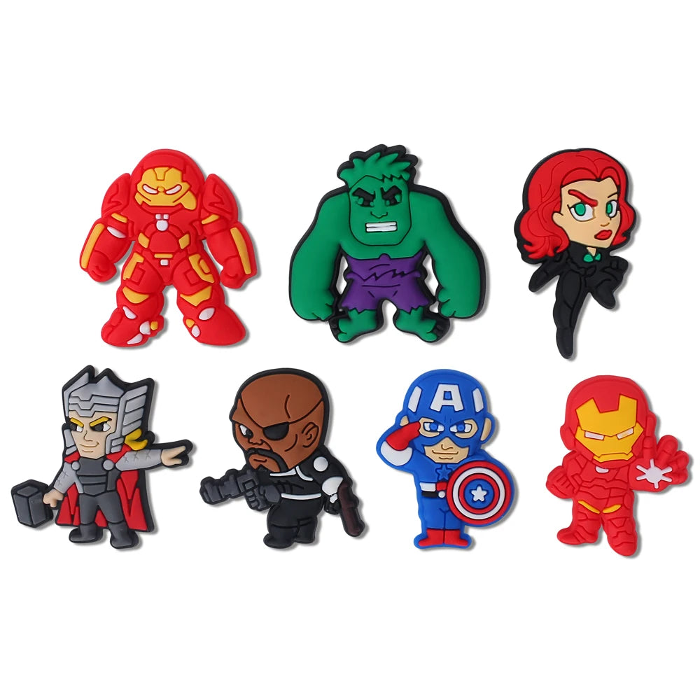 7-104Pcs Hot Toys Cartoon Series Shoe Charms for Clogs Sandals Decoration Shoes Accessories Buckle for Kids Friends Gift