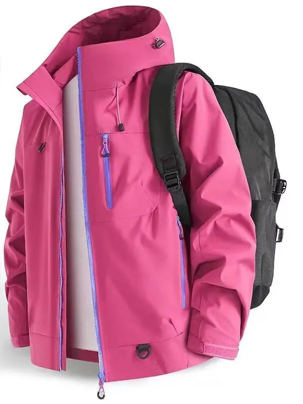 New 2025 Men's Outdoor Casual Thickened Jacket Windproof Waterproof Warmth Hooded Zipper Closure Polyester Fiber Long Sleeve ...
