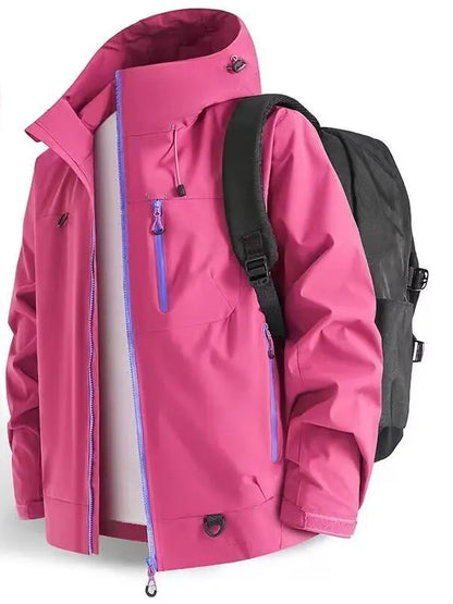 New 2025 Men's Outdoor Casual Thickened Jacket Windproof Waterproof Warmth Hooded Zipper Closure Polyester Fiber Long Sleeve ...
