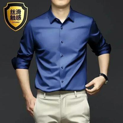 Men's White Shirt Long Sleeve Non iron Business Dress Slim Fit Korean Version Professional Work White Casual Men's Suit Shirt